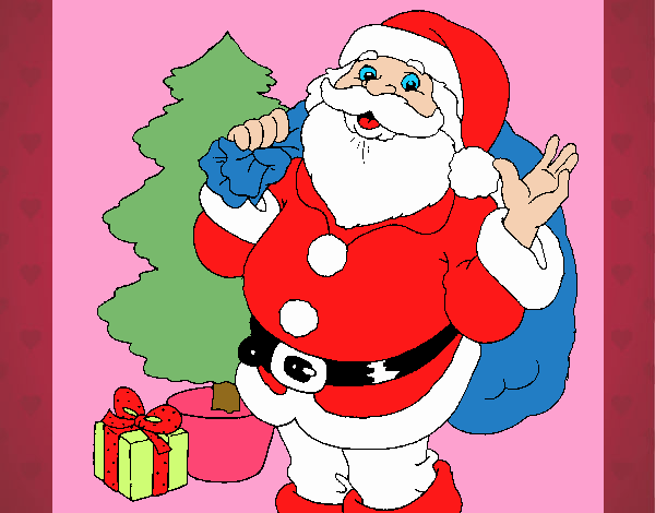 Santa Claus y un árbol de navidad