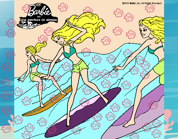 Dibujo de Barbie de nuevo con sus amigas pintado por en Dibujos.net el