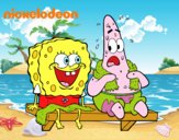 Bob Esponja y Patricio en bañador