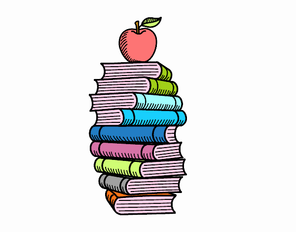 Libros y manzana