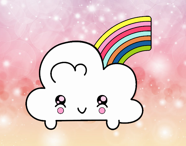 Nube con arco iris kawaii