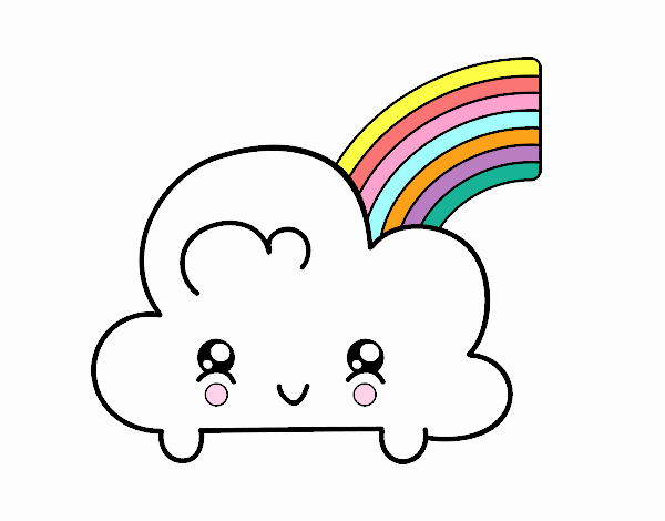 Nube con arco iris kawaii