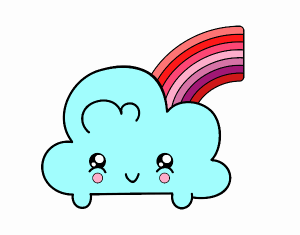 Nube con arco iris kawaii