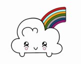 Nube con arco iris kawaii