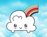 Nube con arco iris kawaii