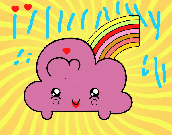 Nube con arco iris kawaii