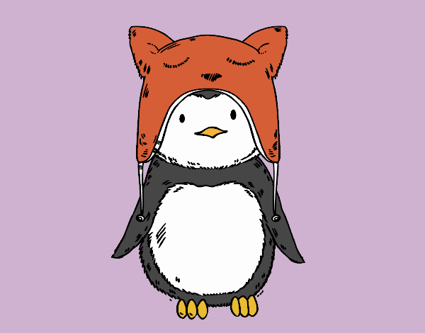 Pingüino con gorrito divertido