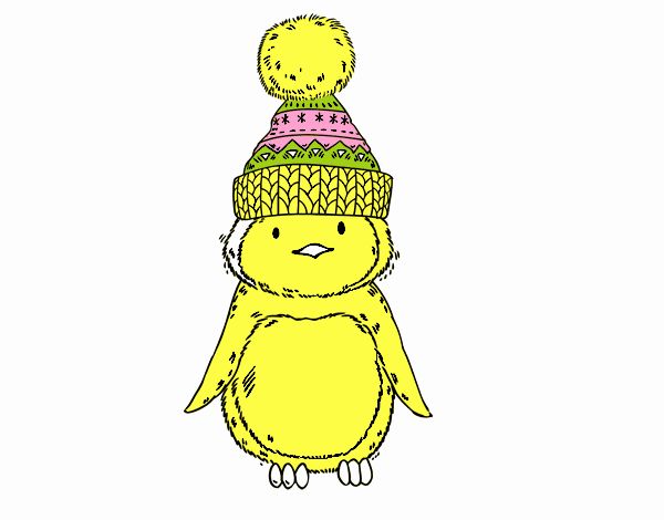 Pingüino con gorro de invierno