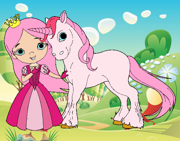 Princesa y unicornio