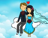 Recién casados en una nube