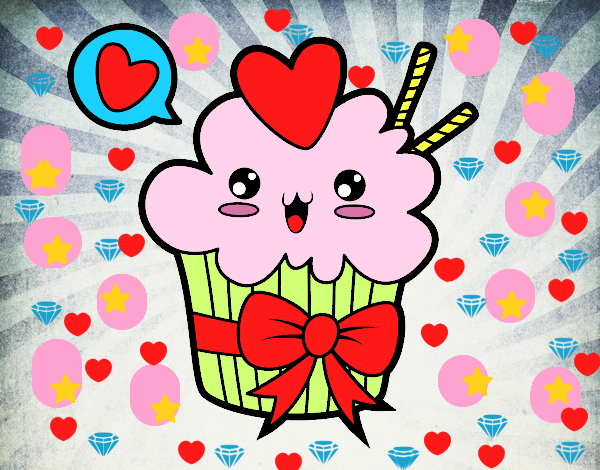 Cupcake kawaii con lazo