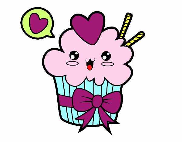 Cupcake kawaii con lazo