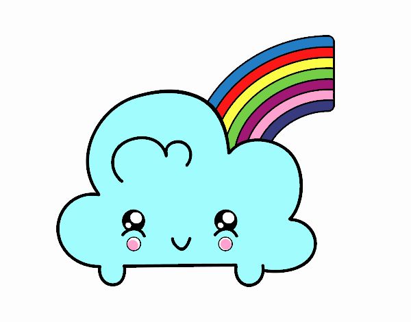 Nube con arco iris kawaii