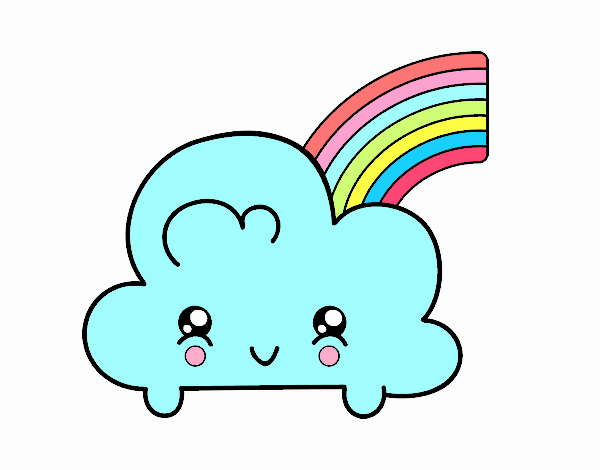 Nube con arco iris kawaii