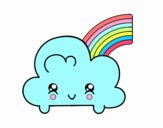 Nube con arco iris kawaii