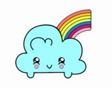 Nube con arco iris kawaii