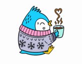 Pajarito tomando un té