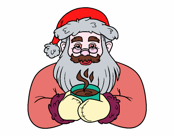 Papá Noel con taza de café