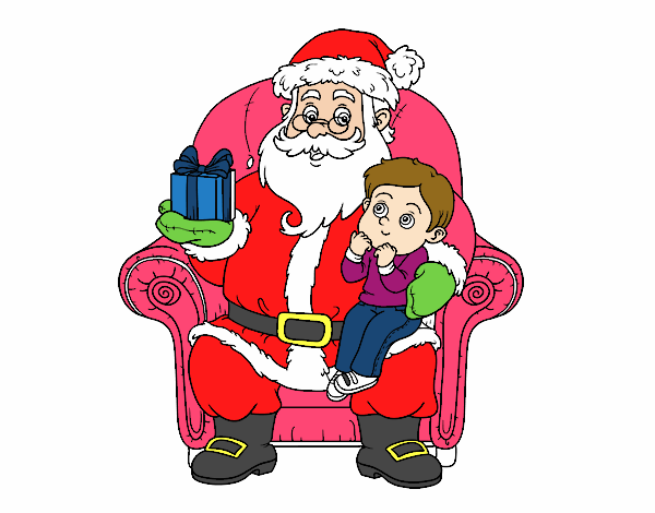 Papá Noel y niño en Navidad