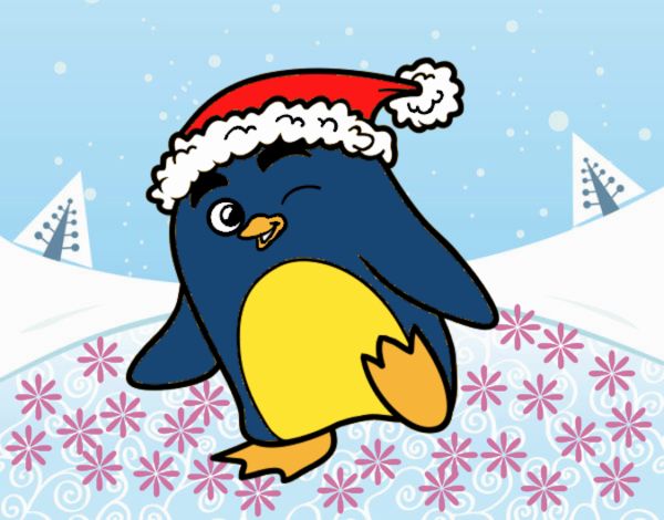 Pingüino con gorro de Navidad