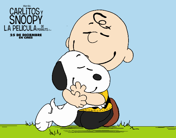 Snoopy y Carlitos abrazados