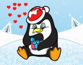 Un pingüino con regalo de Navidad