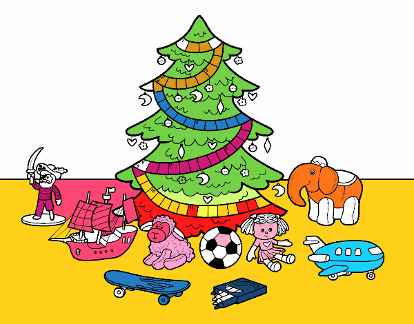 Árbol de Navidad y juguetes