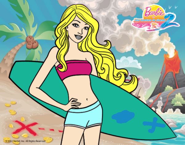 Barbie con tabla de surf