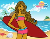 Barbie con tabla de surf