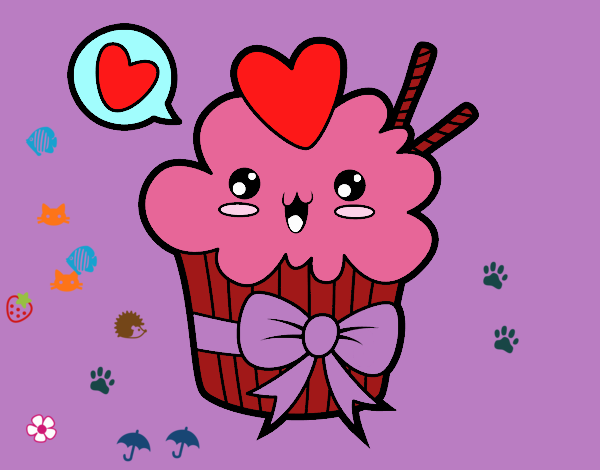 Cupcake kawaii con lazo