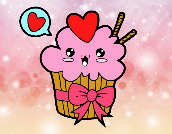 Cupcake kawaii con lazo