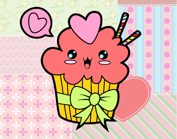 Cupcake kawaii con lazo