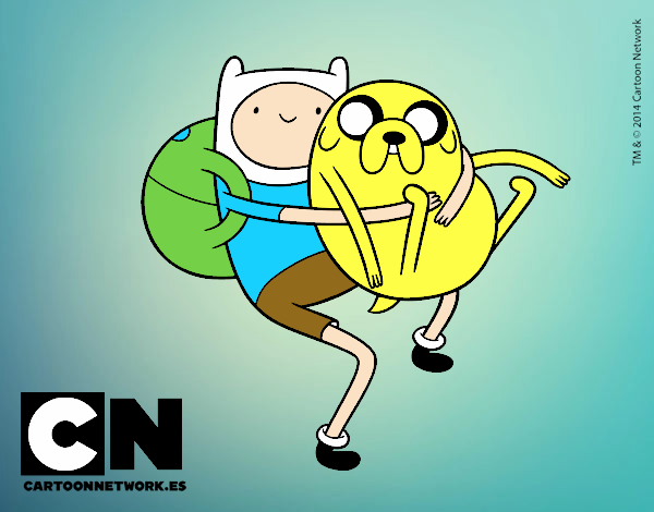 Finn y Jake abrazados