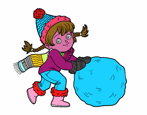 Niña con gran bola de nieve