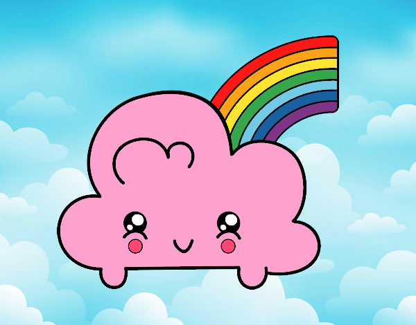 Nube con arco iris kawaii