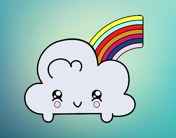 Nube con arco iris kawaii