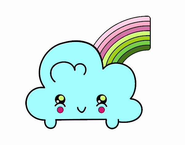 Nube con arco iris kawaii