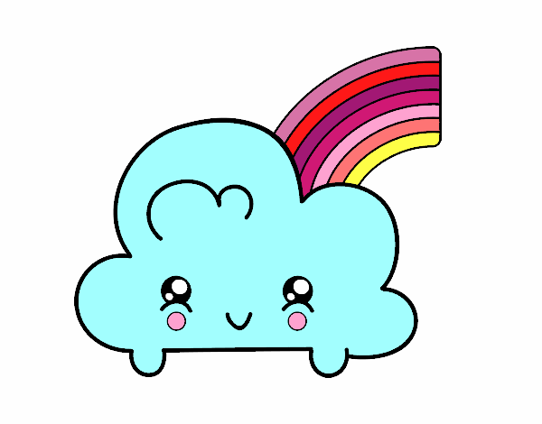 Nube con arco iris kawaii