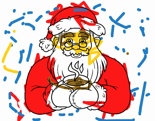 Papá Noel con taza de café