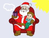 Papá Noel y niño en Navidad