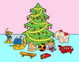 Árbol de Navidad y juguetes