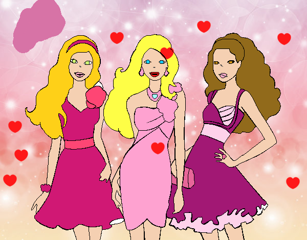 Barbie y sus amigas vestidas de fiesta