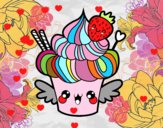 Cupcake kawaii con fresa