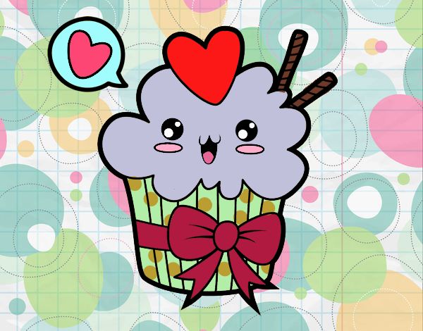 Cupcake kawaii con lazo