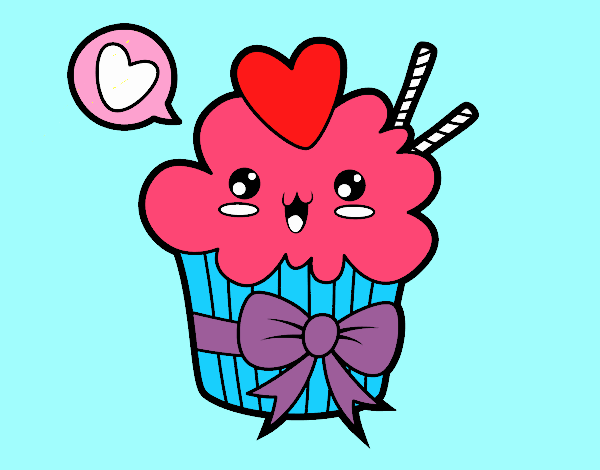 Cupcake kawaii con lazo