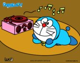 Doraemon escuchando música