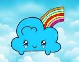 Nube con arco iris kawaii