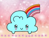 Nube con arco iris kawaii