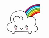 Nube con arco iris kawaii