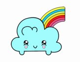 Nube con arco iris kawaii